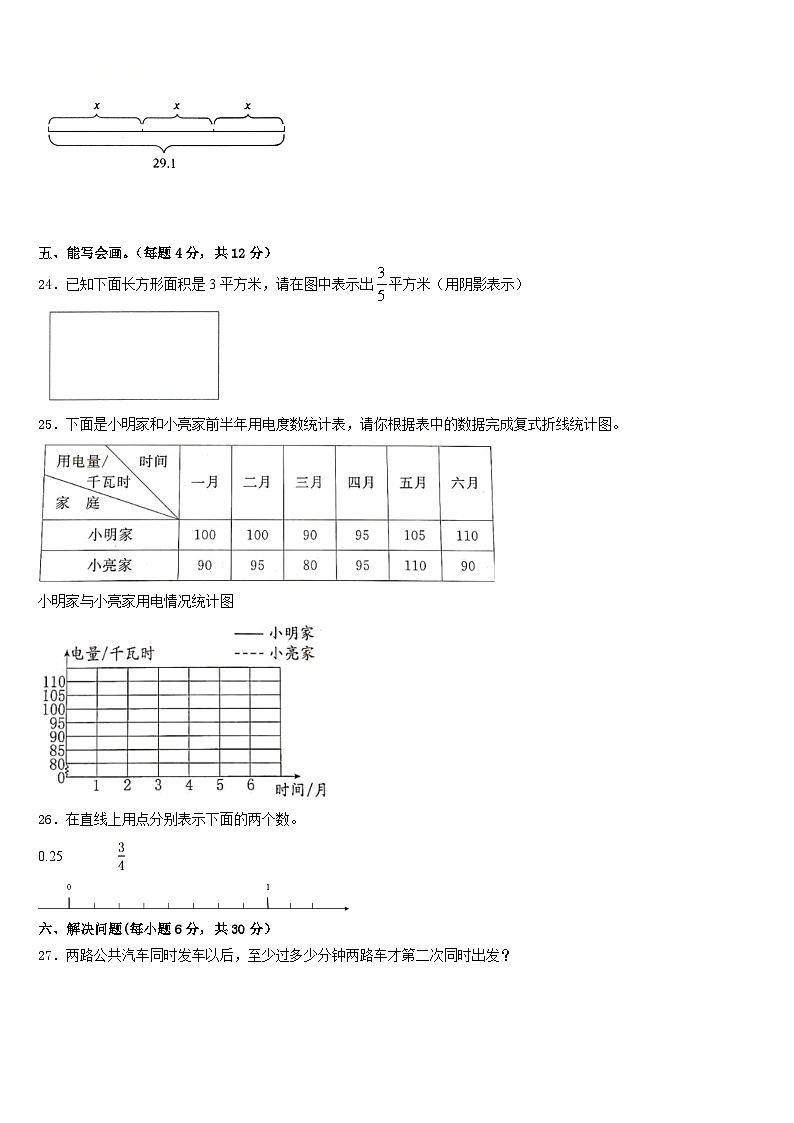 2022-2023学年新疆阿克苏市沙雅县数学五年级第二学期期末考试试题含答案第3页