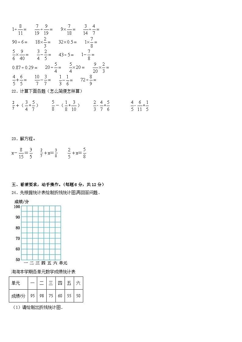 2022-2023学年比如县五年级数学第二学期期末监测试题含答案第3页