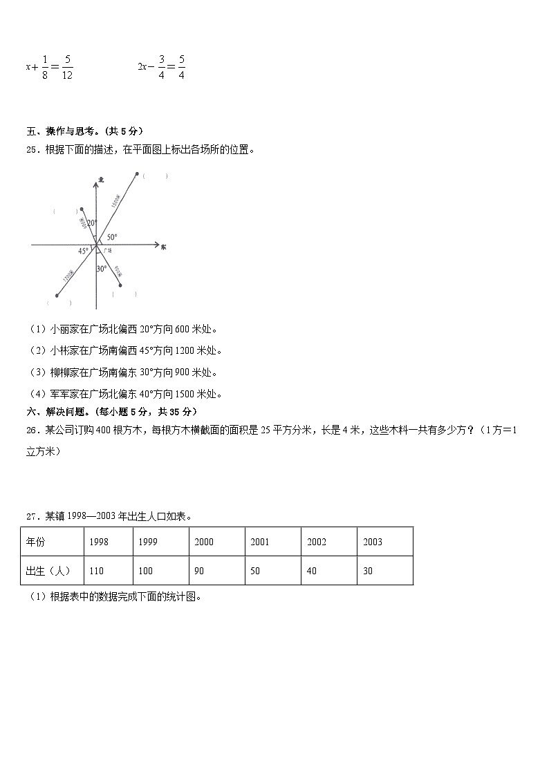 2022-2023学年永嘉县五下数学期末学业质量监测模拟试题含答案第3页