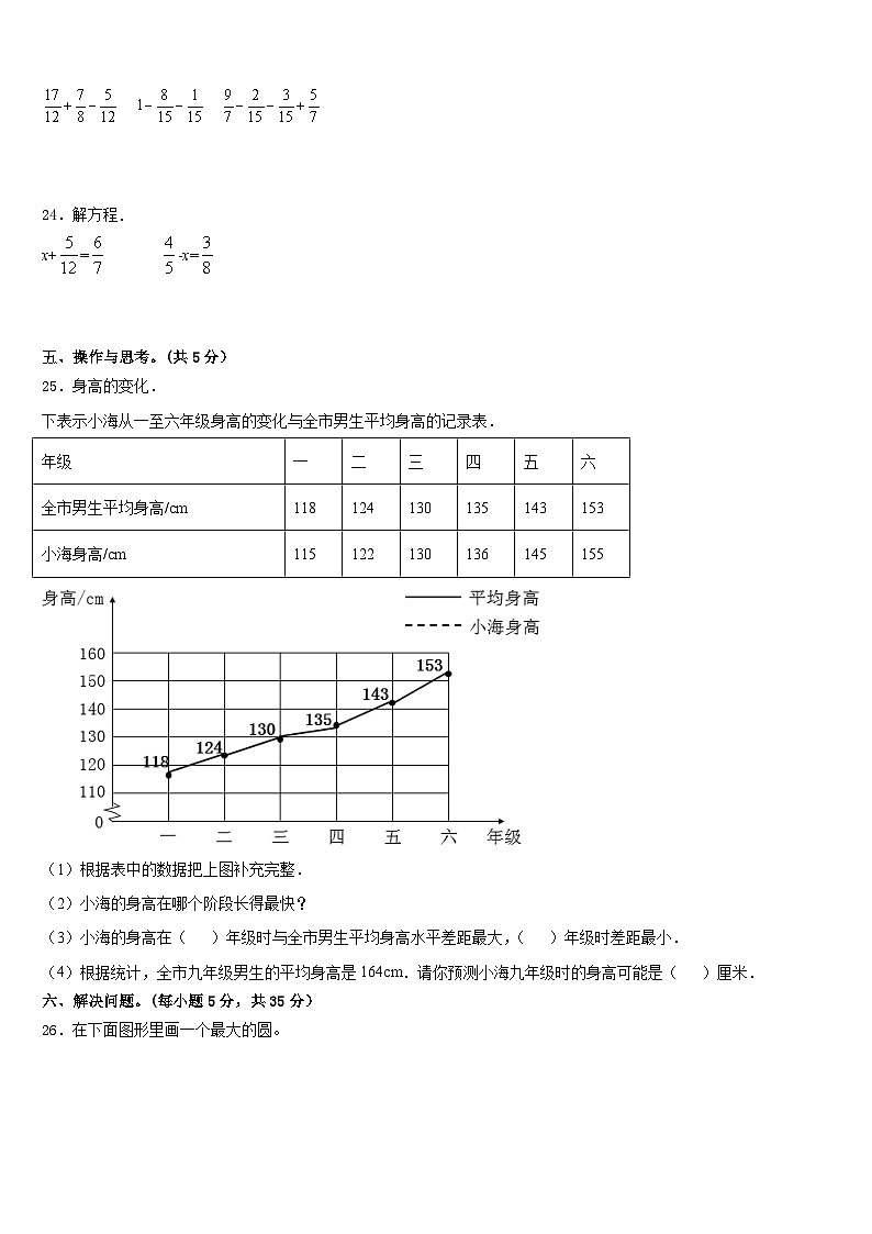 2022-2023学年榆林市绥德县数学五下期末达标检测模拟试题含答案03