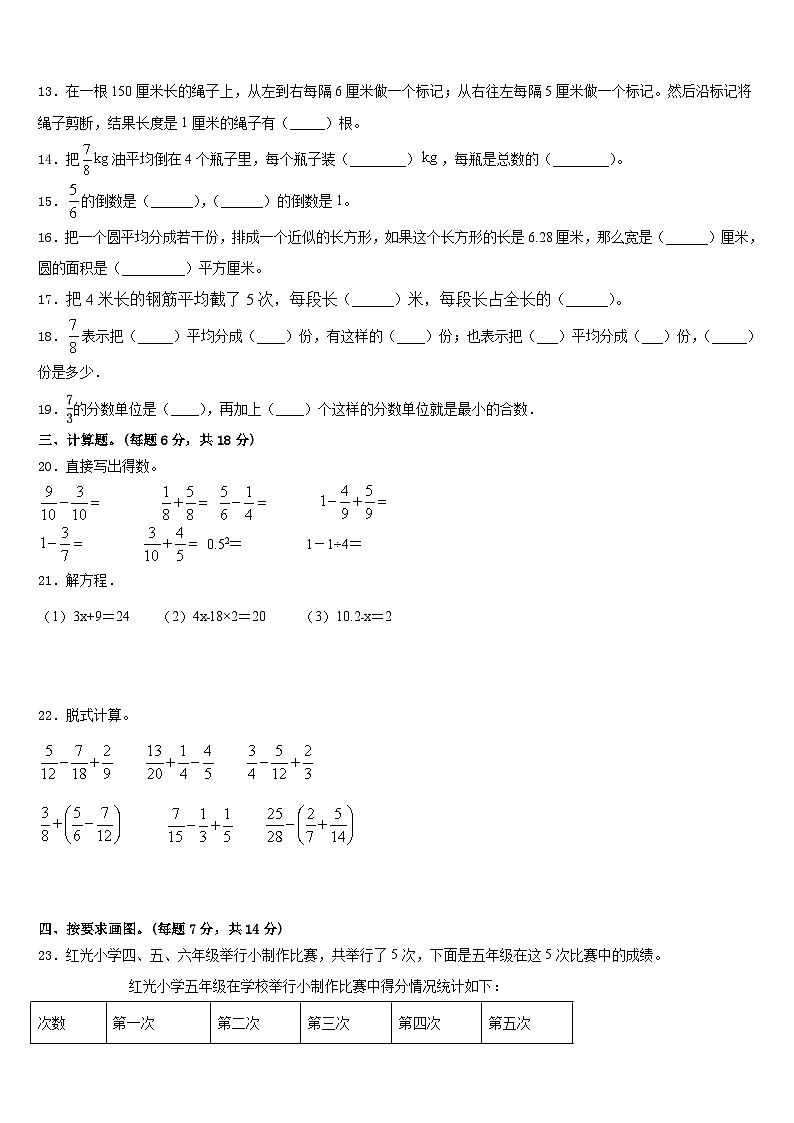 2022-2023学年正安县五年级数学第二学期期末统考模拟试题含答案02