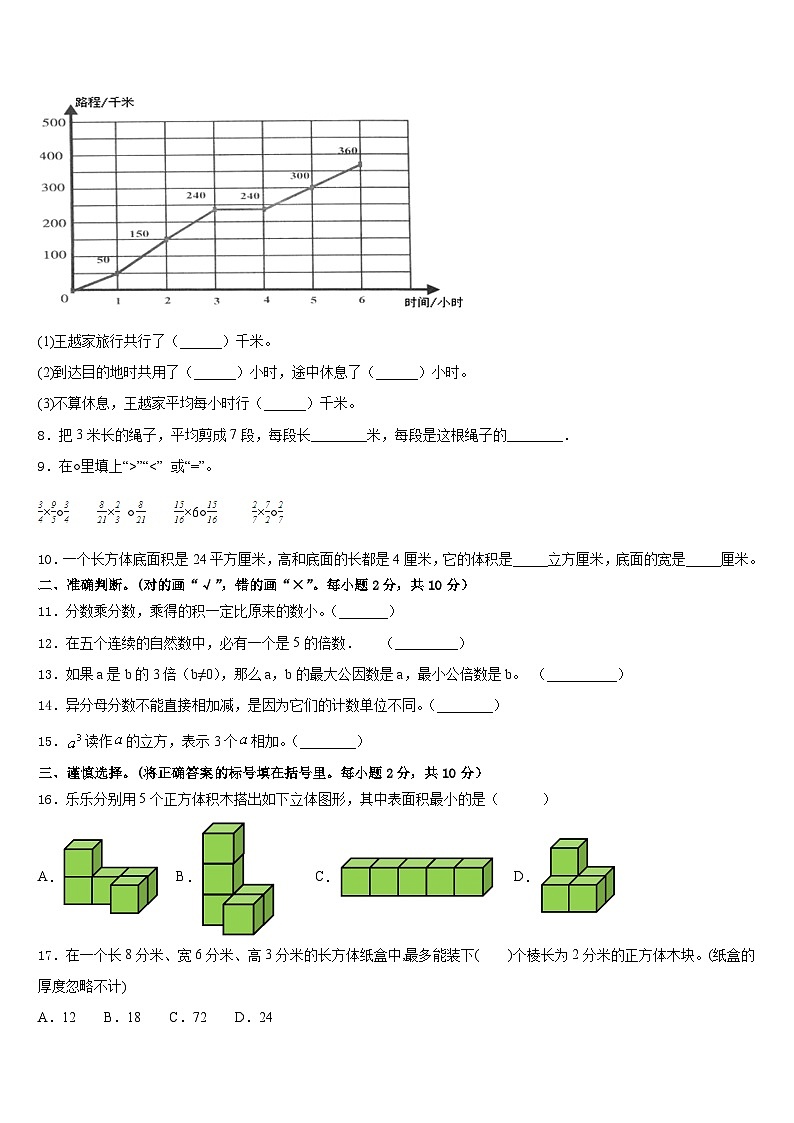 2022-2023学年江苏省淮安市洪泽区五下数学期末统考试题含答案02