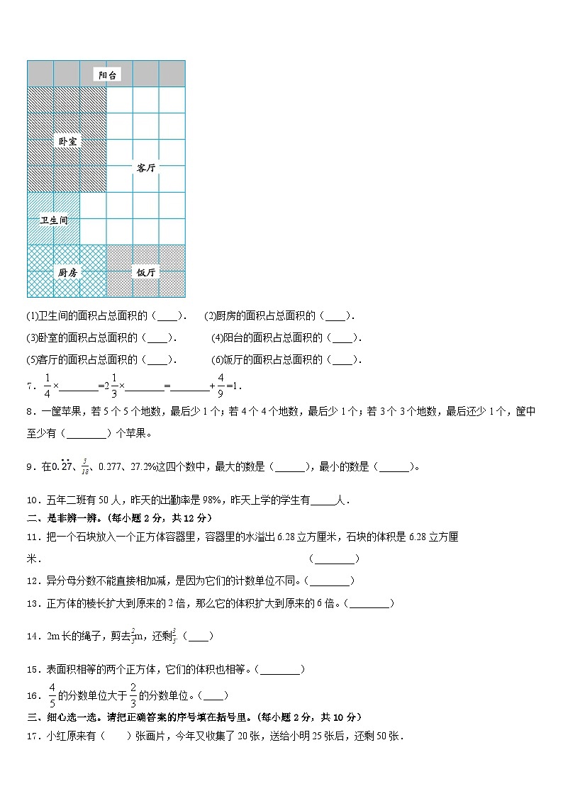 2022-2023学年江苏省南京市栖霞区南京外国语学校仙林分校数学五下期末考试模拟试题含答案第2页