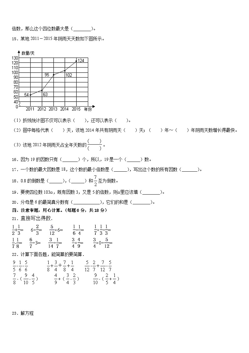 2022-2023学年江西省上饶市铅山县数学五下期末达标检测试题含答案第2页