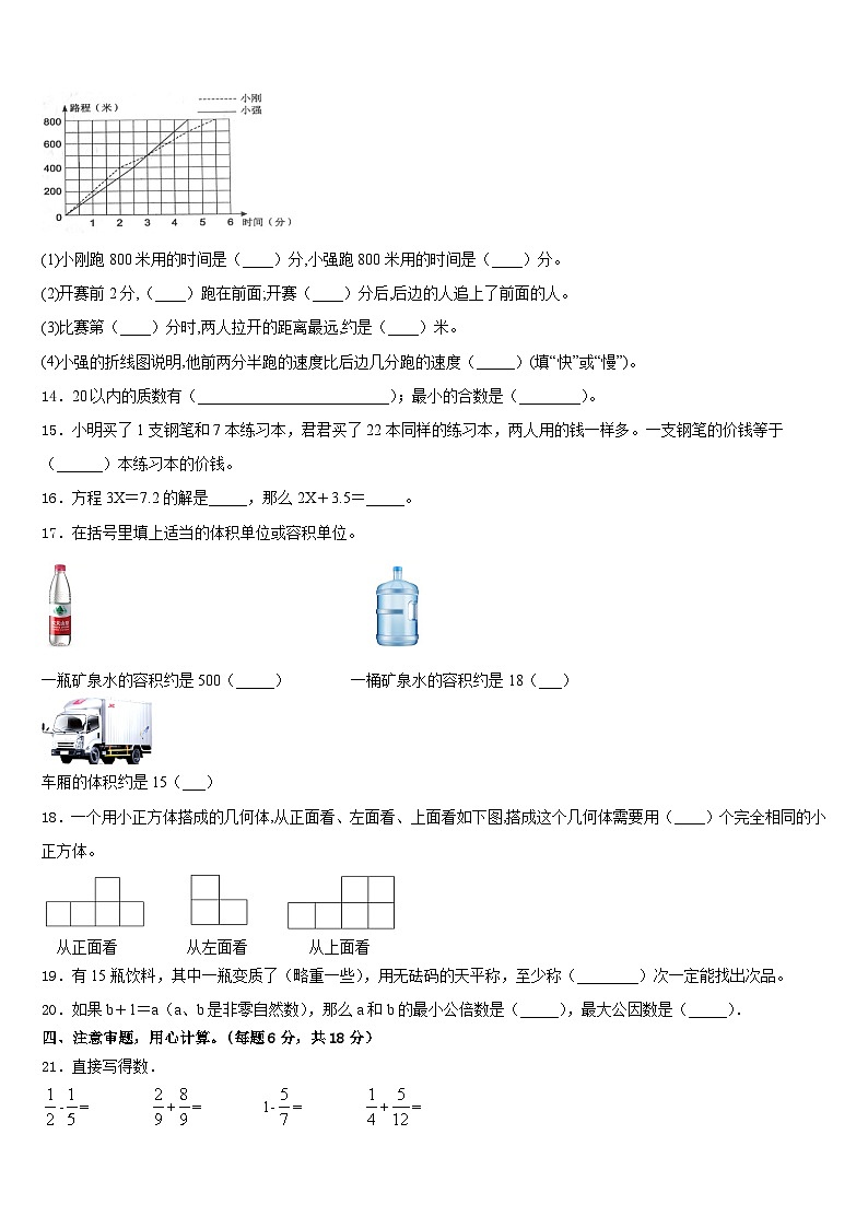 2022-2023学年河北省唐山市数学五下期末达标检测模拟试题含答案第2页