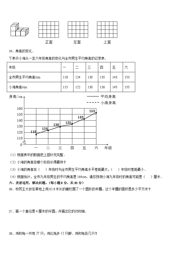 2022-2023学年河北省邢台市桥东区数学五年级第二学期期末复习检测模拟试题含答案第3页