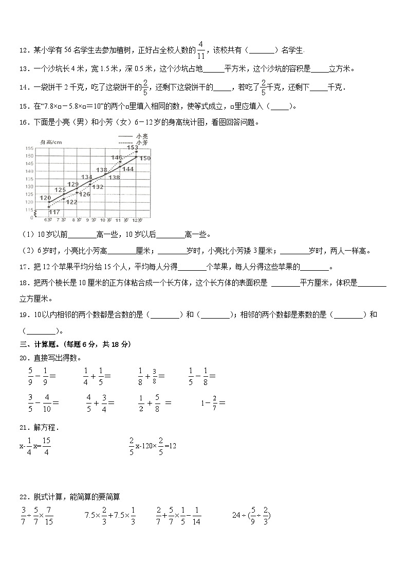 2022-2023学年河南省信阳市数学五下期末学业质量监测试题含答案03