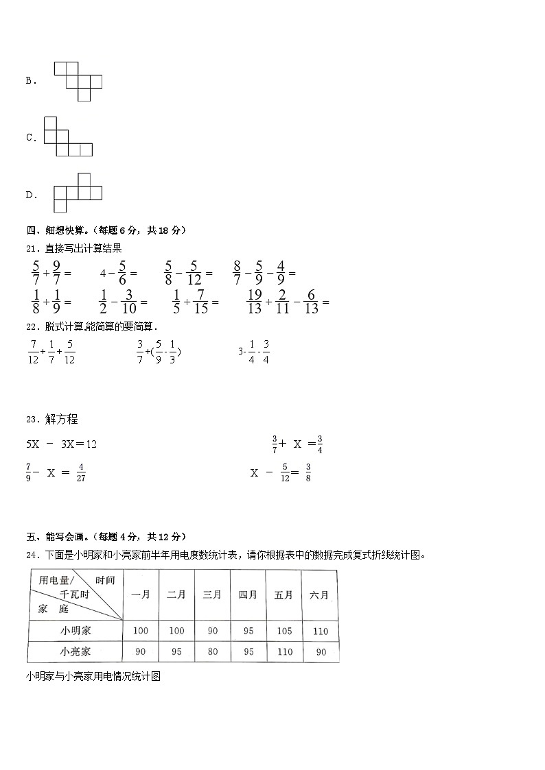 2022-2023学年河南省平顶山市部分学校数学五年级第二学期期末调研模拟试题含答案第3页