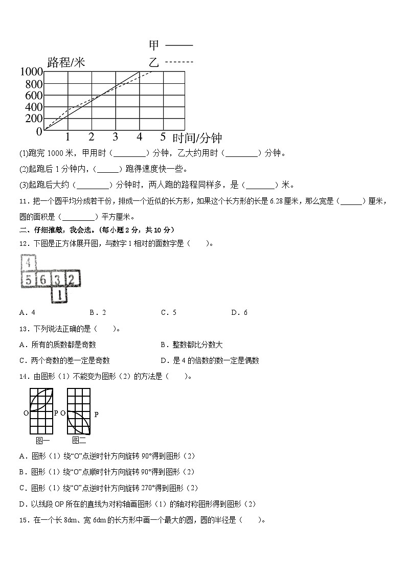 2022-2023学年海西蒙古族藏族自治州德令哈市五年级数学第二学期期末考试模拟试题含答案第2页