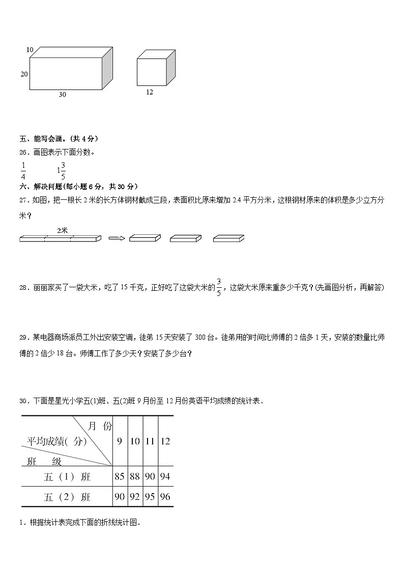 2022-2023学年甘肃省定西市岷县小学数学五下期末综合测试试题含答案第3页