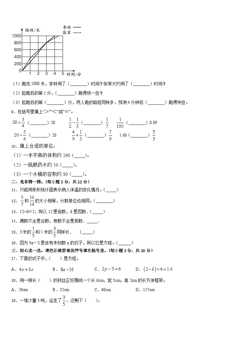 2022-2023学年田林县五年级数学第二学期期末预测试题含答案第2页