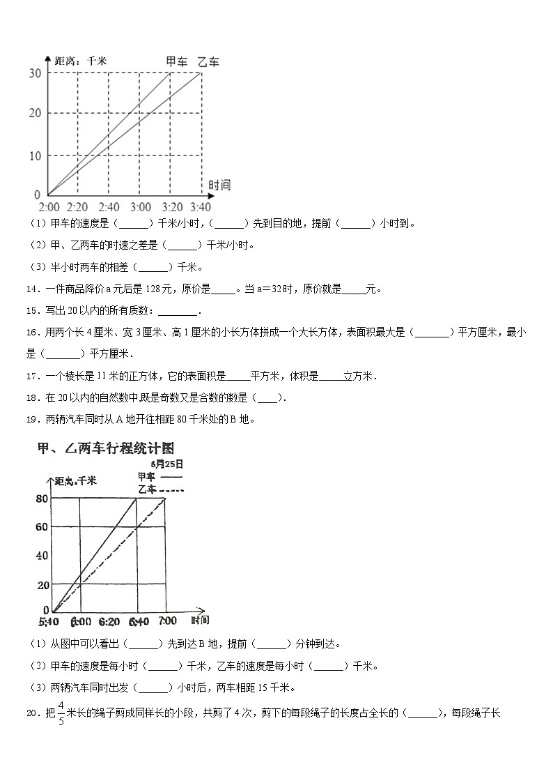 2022-2023学年甘肃省张掖市民乐县数学五年级第二学期期末教学质量检测模拟试题含答案第2页