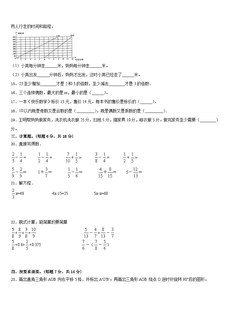 2022-2023学年石门县数学五下期末调研试题含答案02