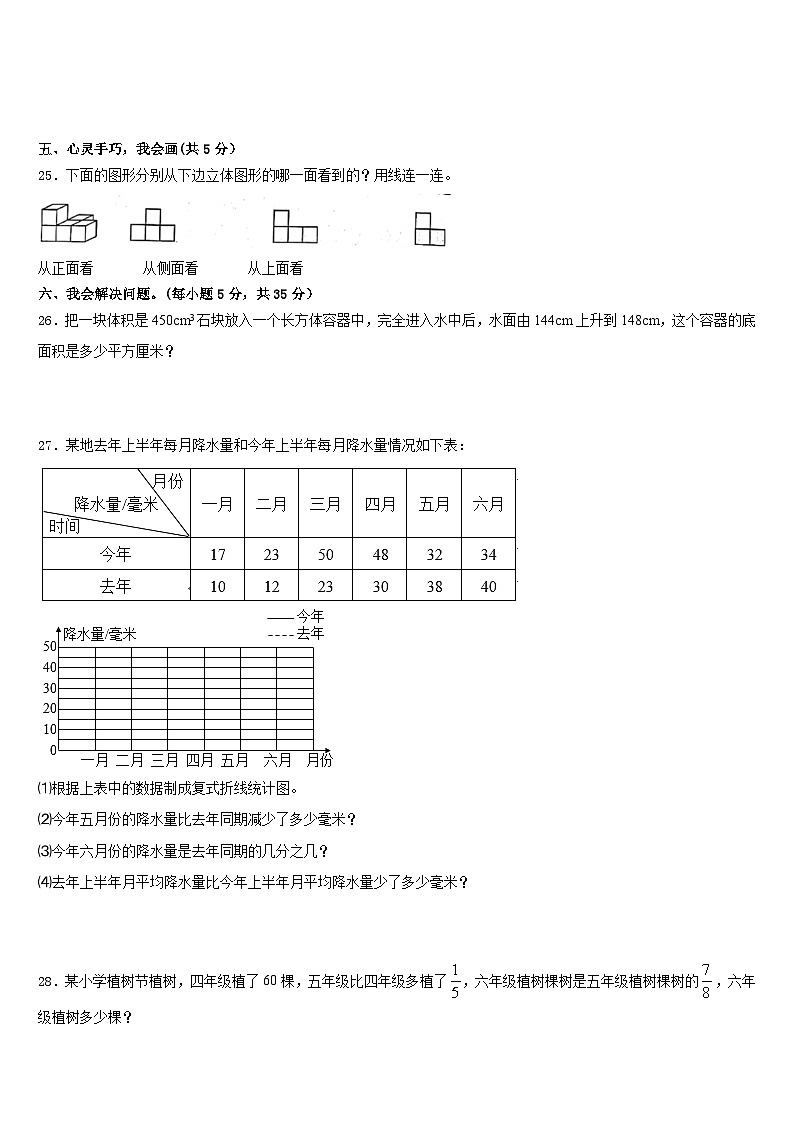 2022-2023学年福建省莆田市荔城区五年级数学第二学期期末质量跟踪监视试题含答案03