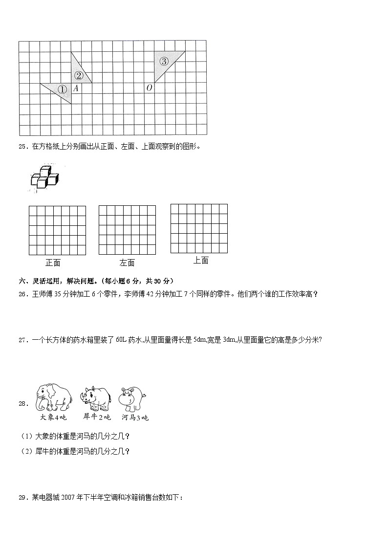 2022-2023学年绍兴市上虞市数学五年级第二学期期末考试模拟试题含答案第3页