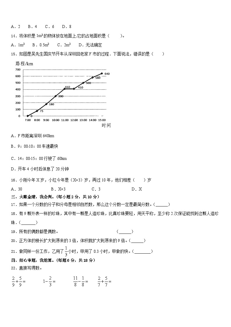 2022-2023学年肇州县数学五年级第二学期期末达标检测模拟试题含答案第2页