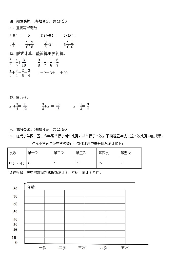 2022-2023学年贵州省毕节市大方县东关乡教育管理中心数学五下期末调研模拟试题含答案第3页
