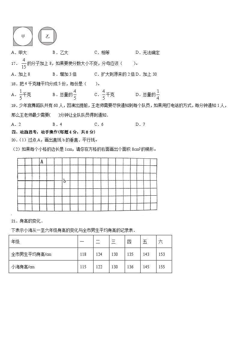2022-2023学年西藏拉萨市当雄县数学五年级第二学期期末调研试题含答案03