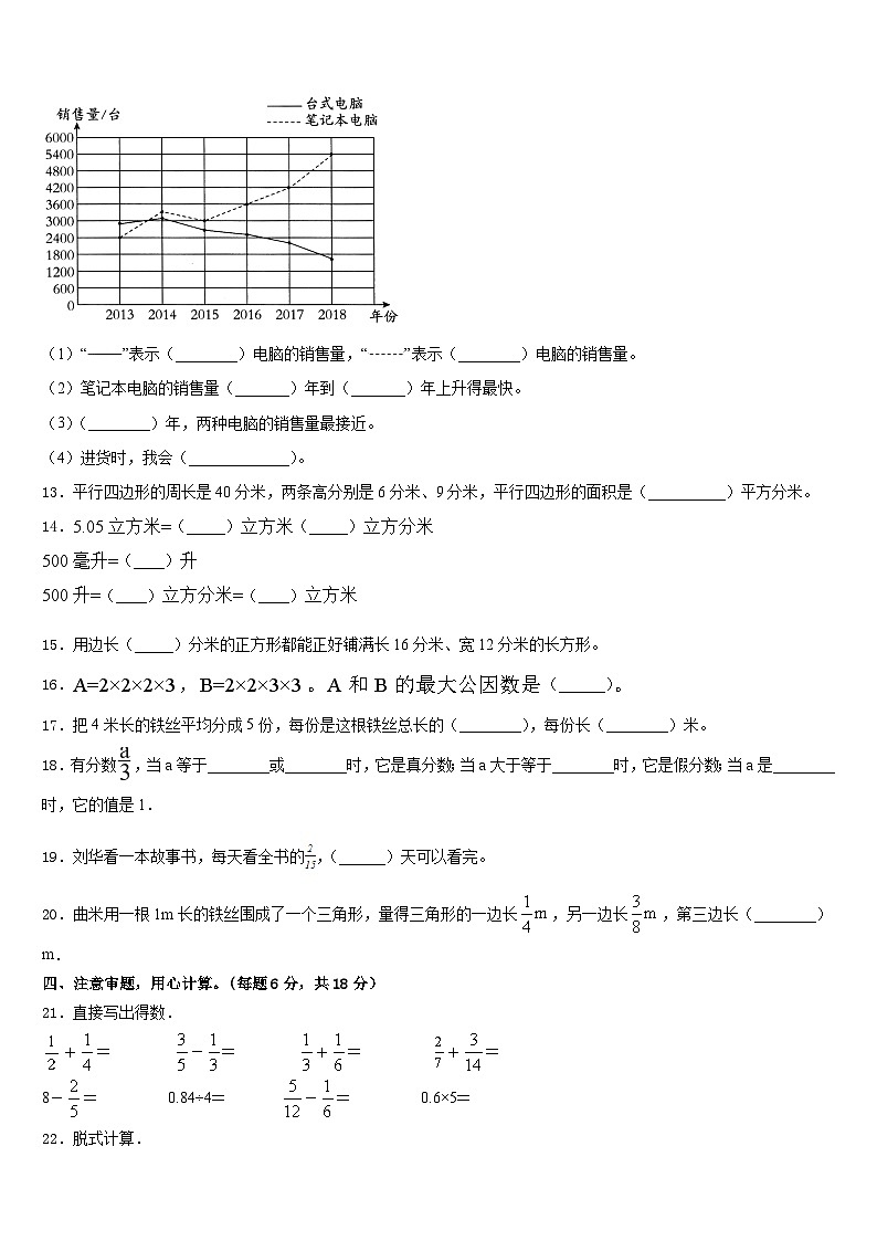 2022-2023学年西藏山南地区曲松县数学五下期末调研模拟试题含答案第2页