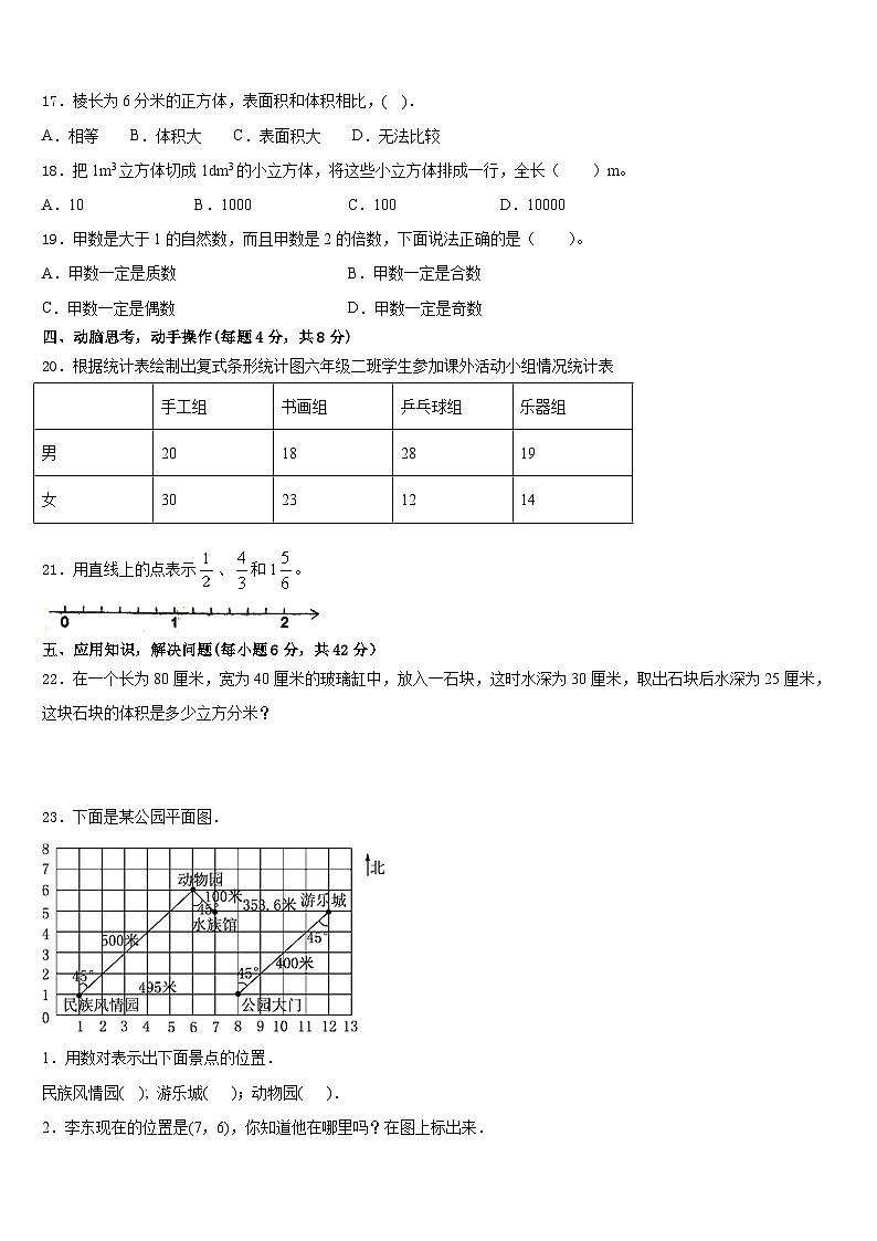 2022-2023学年甘孜藏族自治州数学五年级第二学期期末学业水平测试试题含答案03