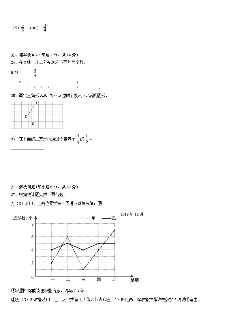 2022-2023学年衡阳市蒸湘区五下数学期末学业水平测试模拟试题含答案03