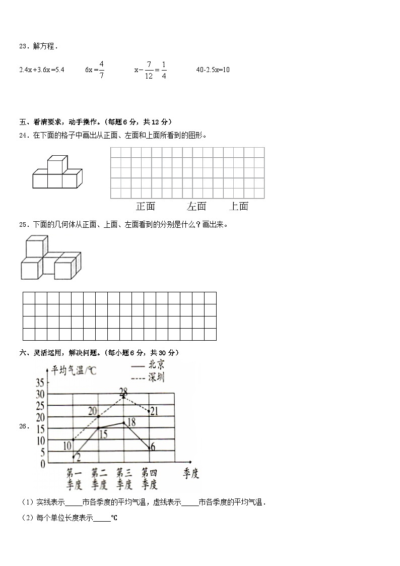 2022-2023学年贵州省黔西南州兴仁市黔龙学校数学五年级第二学期期末调研试题含答案第3页