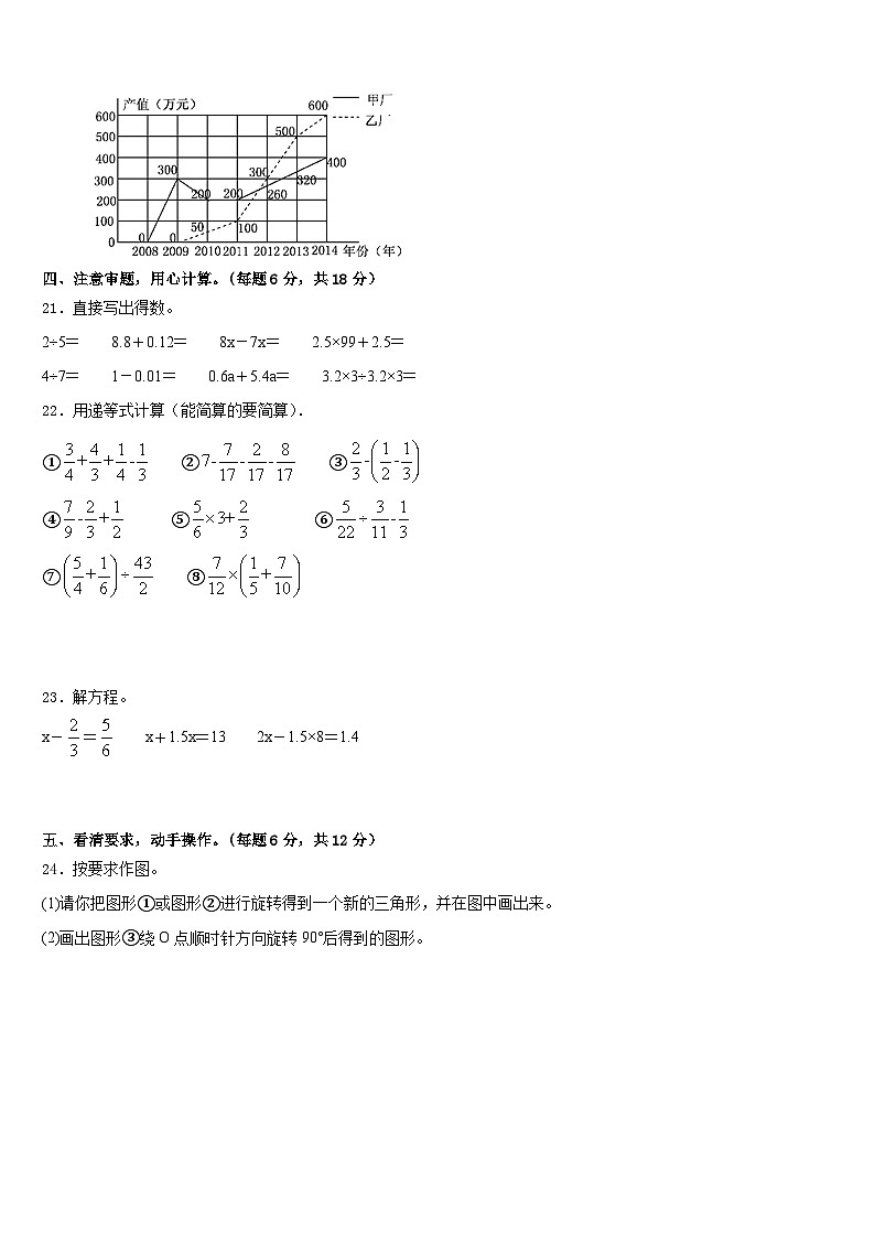 2022-2023学年黑龙江省双鸭山市友谊县五下数学期末综合测试模拟试题含答案03