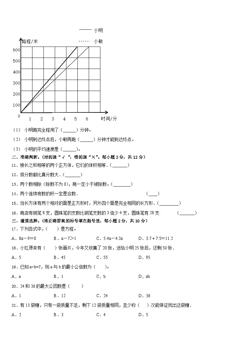2022-2023学年黑龙江省黑河市孙吴县数学五年级第二学期期末经典试题含答案02