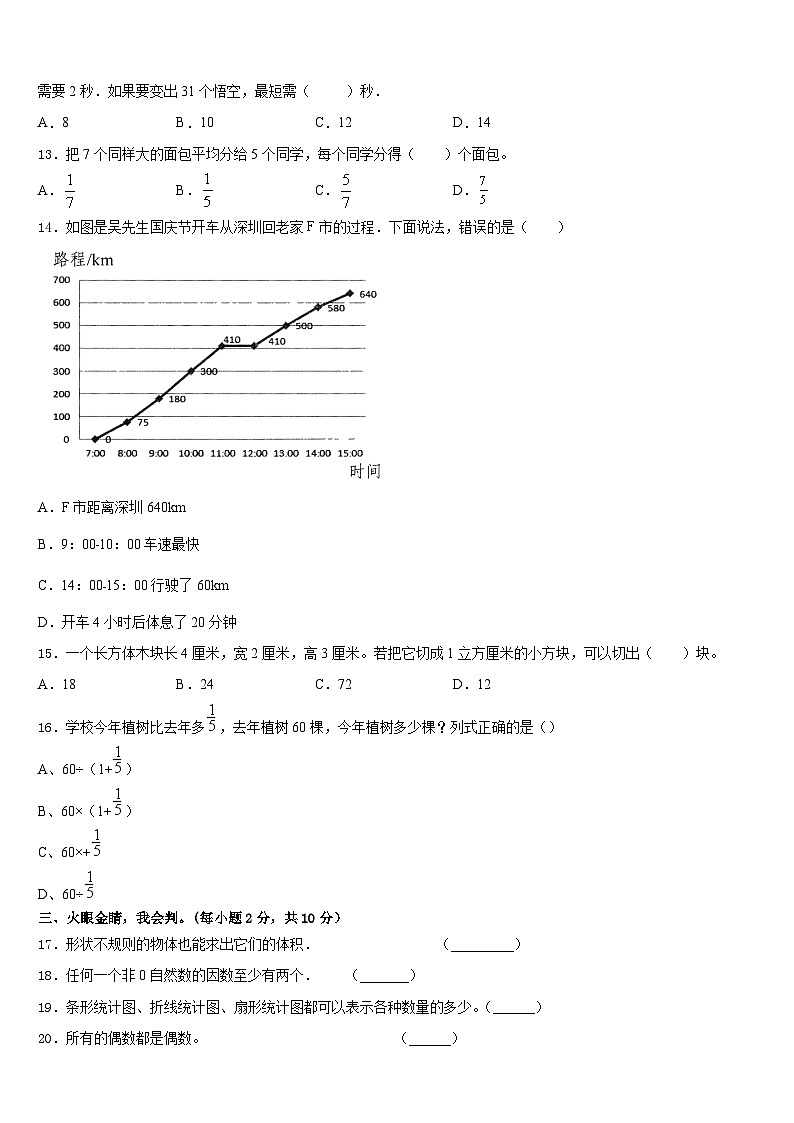 临清市2022-2023学年数学五年级第二学期期末调研试题含答案02
