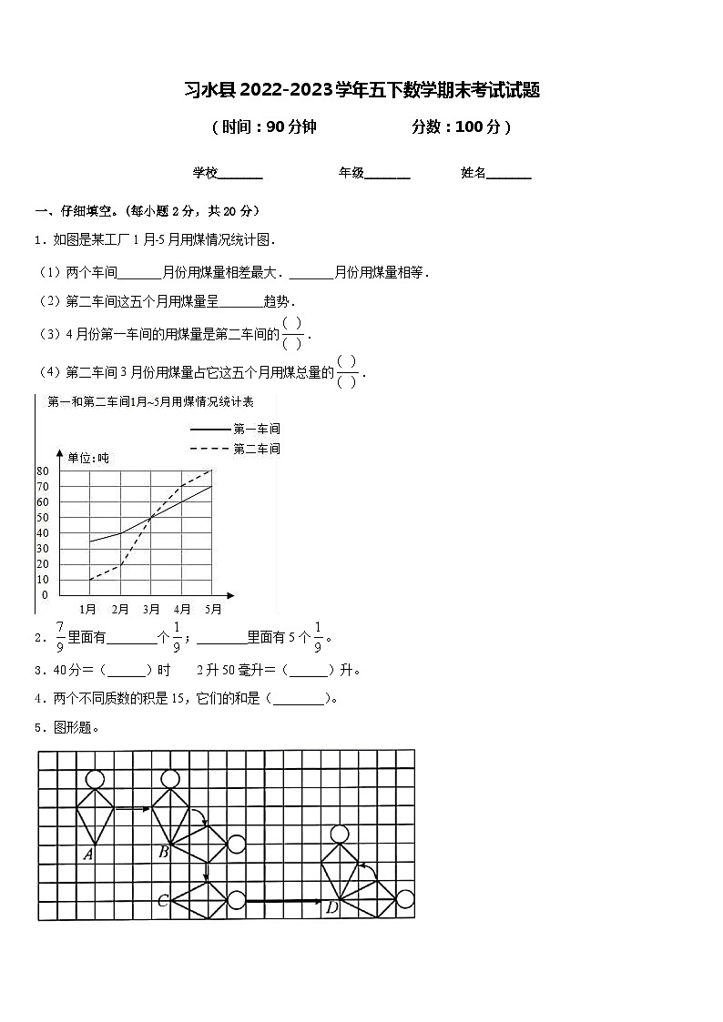 习水县2022-2023学年五下数学期末考试试题含答案第1页