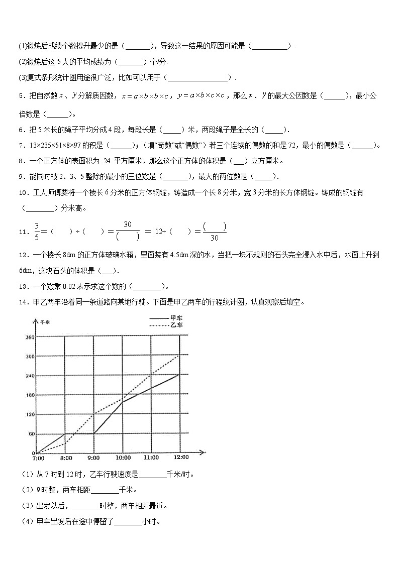 云南省曲靖市2022-2023学年数学五年级第二学期期末质量跟踪监视模拟试题含答案第2页