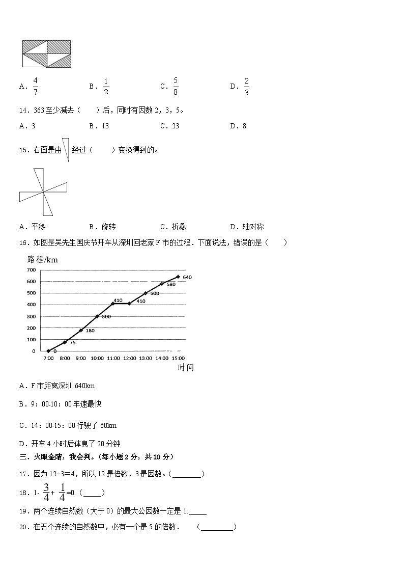 佳县2022-2023学年五年级数学第二学期期末教学质量检测试题含答案02