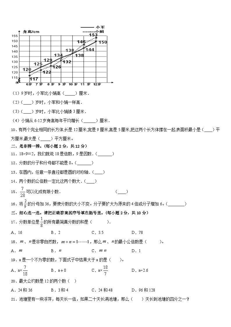 北京市2022-2023学年五年级数学第二学期期末监测模拟试题含答案第2页
