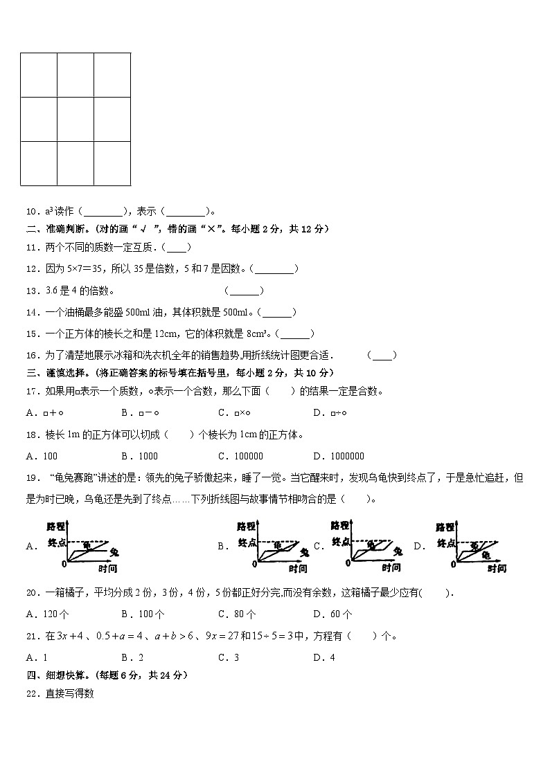 吉林省延边朝鲜族自治州龙井市2022-2023学年数学五年级第二学期期末复习检测试题含答案02