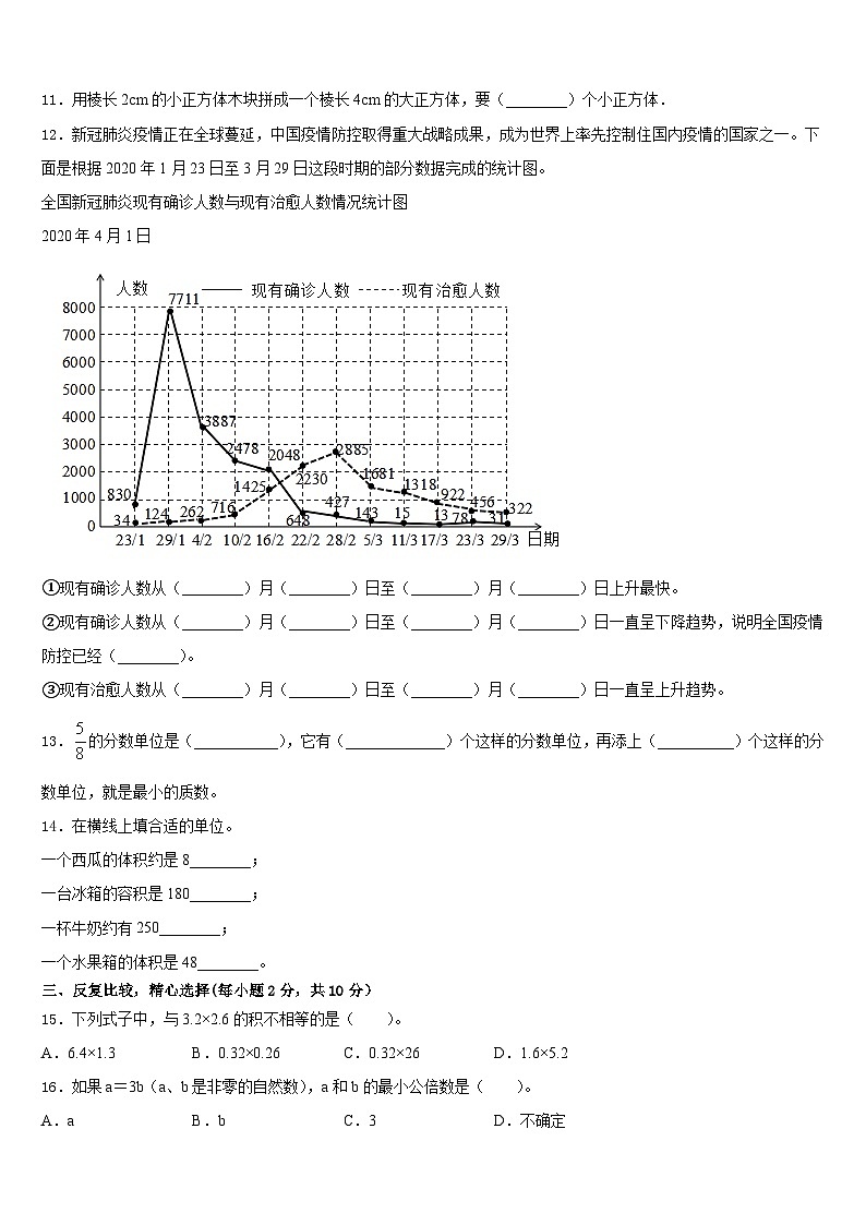 台州市黄岩区2022-2023学年五下数学期末检测模拟试题含答案第2页