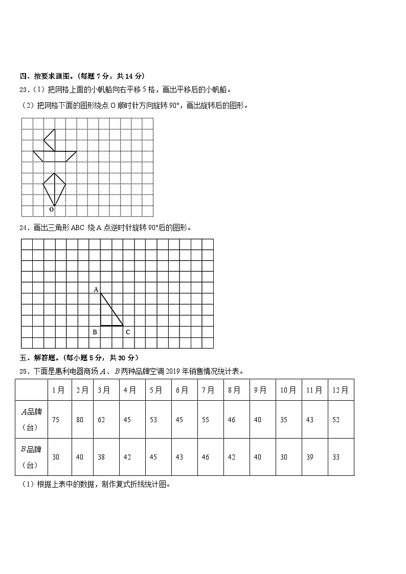 四川省乐山市金口河区2022-2023学年五年级数学第二学期期末学业质量监测模拟试题含答案03