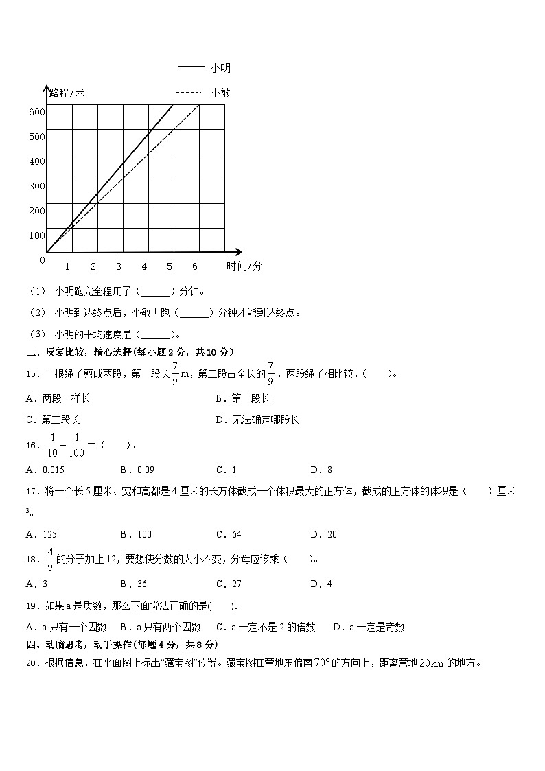 四川省凉山彝族自治州布拖县2022-2023学年数学五年级第二学期期末监测模拟试题含答案第3页