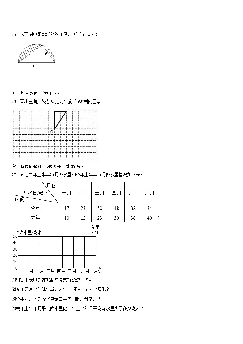四川省自贡市2022-2023学年五年级数学第二学期期末考试模拟试题含答案第3页