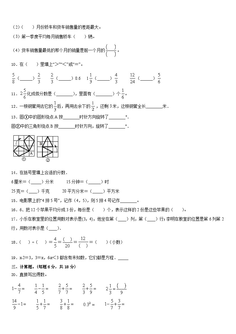 噶尔县2022-2023学年数学五下期末学业水平测试模拟试题含答案第2页
