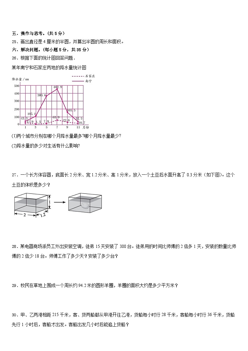 太原市万柏林区2022-2023学年数学五下期末考试试题含答案第3页