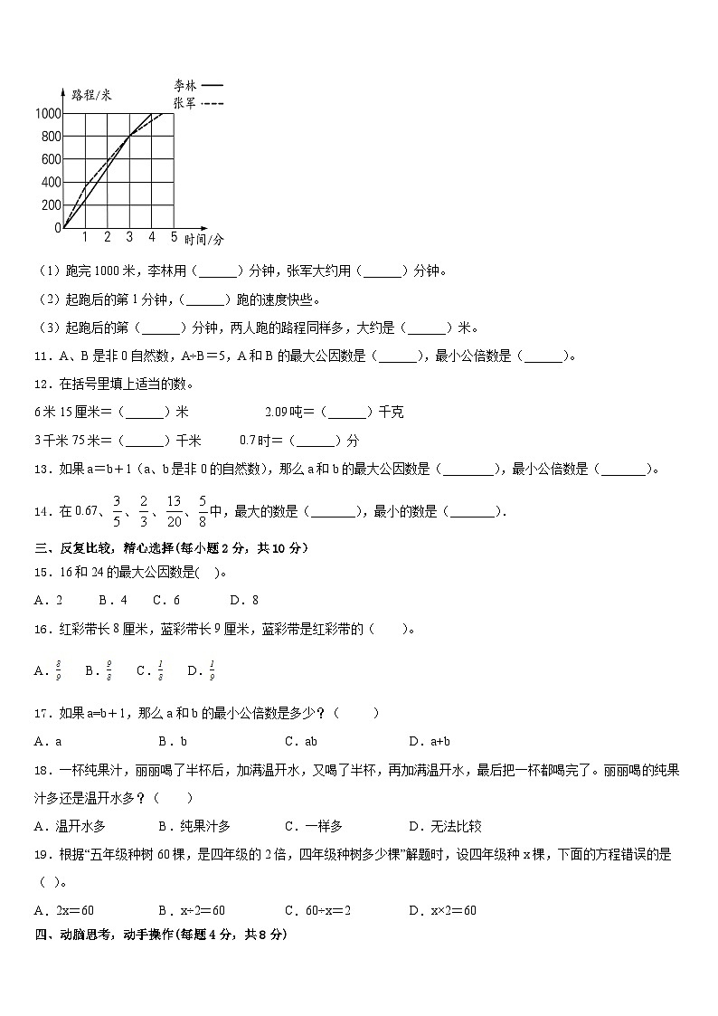 天水市清水县2022-2023学年数学五年级第二学期期末质量检测试题含答案02