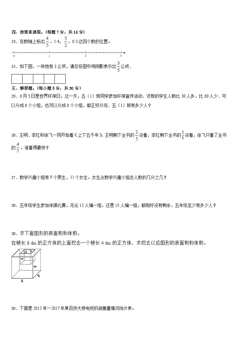 山丹县2022-2023学年五年级数学第二学期期末考试模拟试题含答案第3页
