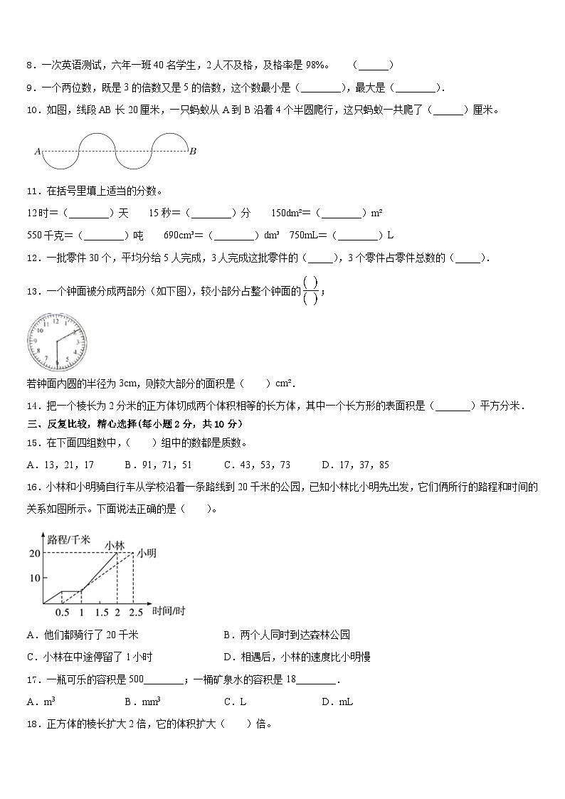 山东省济南市槐荫区2022-2023学年五年级数学第二学期期末达标检测模拟试题含答案02