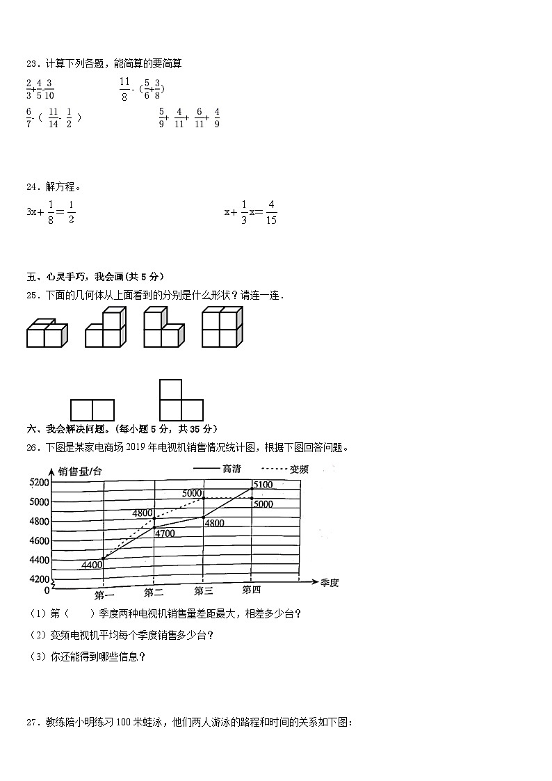 山东省烟台市招远市2022-2023学年数学五年级第二学期期末检测试题含答案03