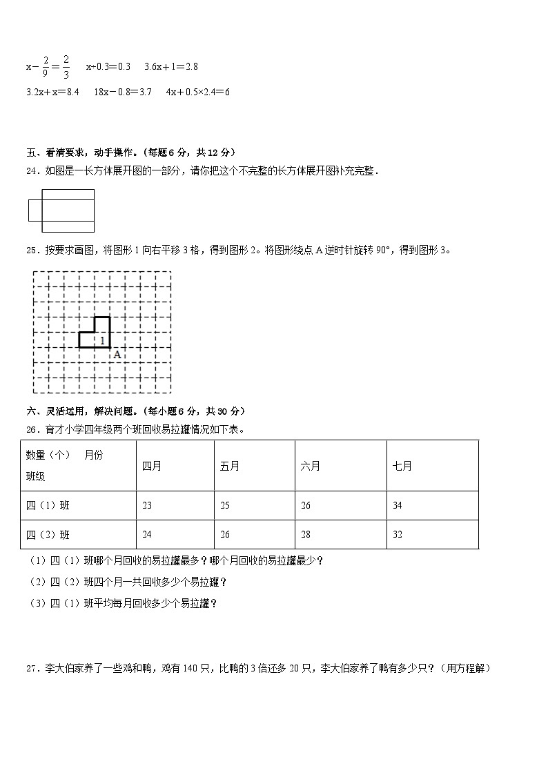 广州市黄埔区2022-2023学年数学五下期末教学质量检测模拟试题含答案03