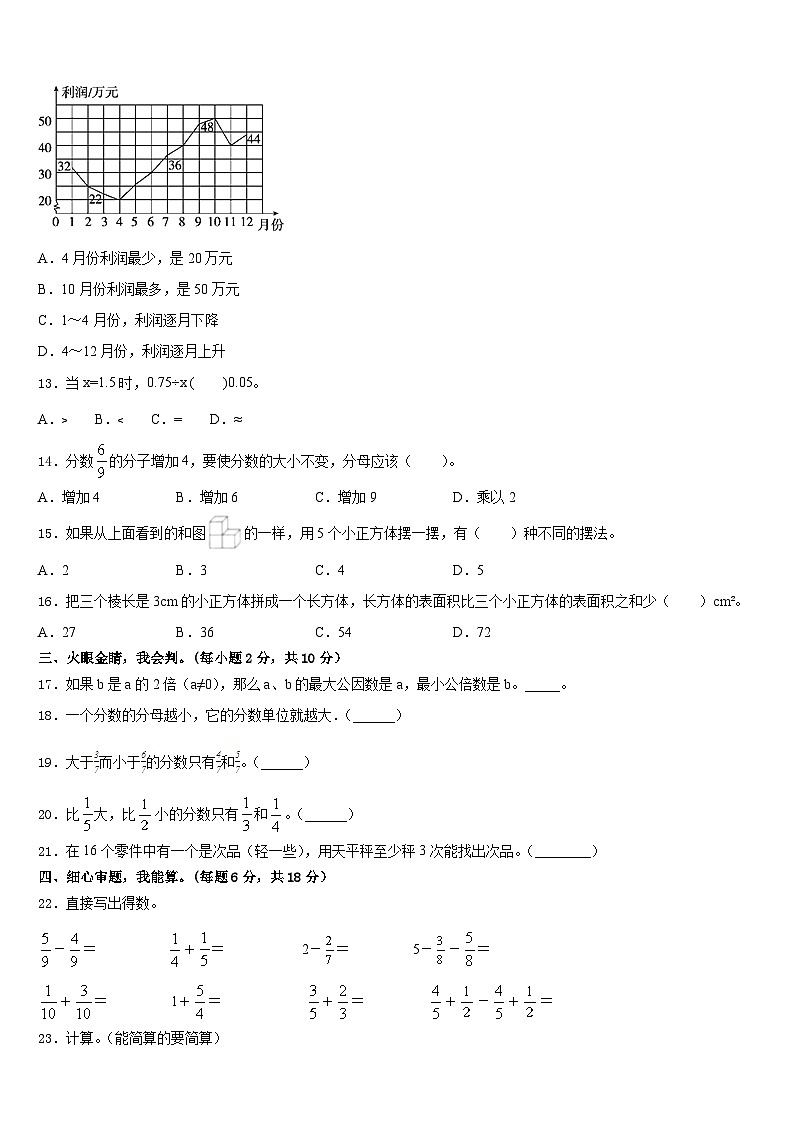 汕头市潮南区2022-2023学年数学五下期末调研模拟试题含答案02