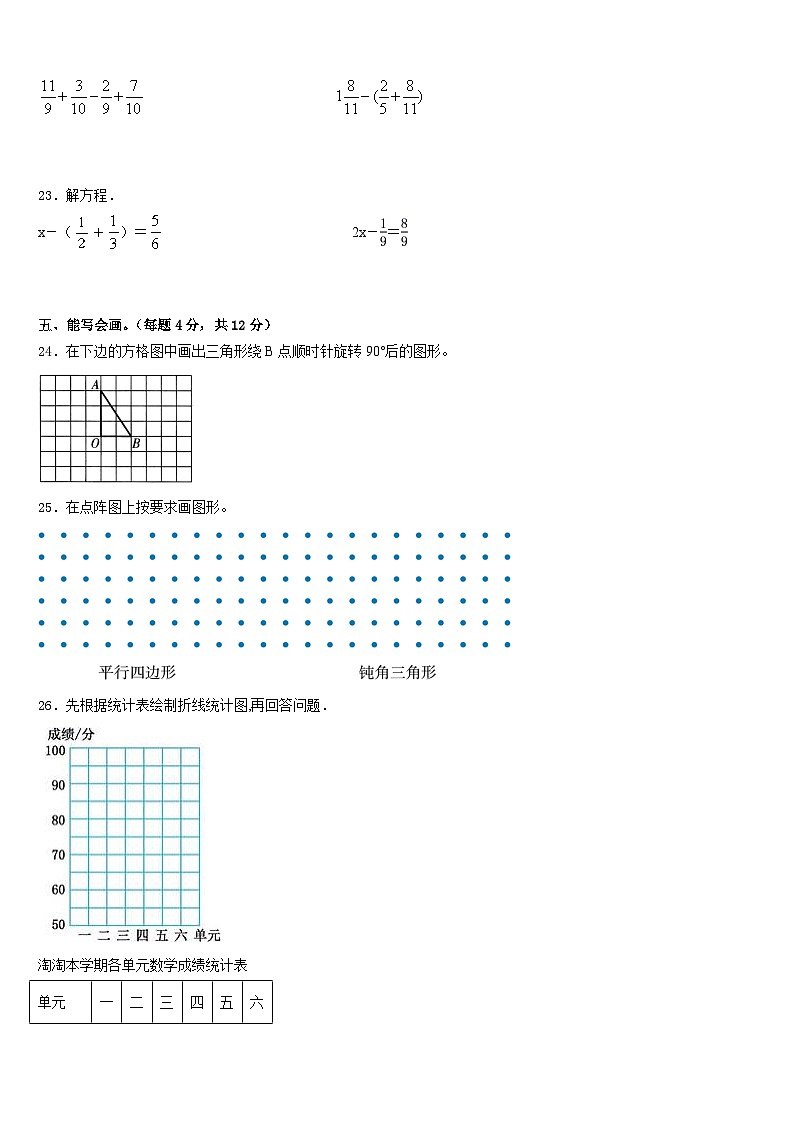 榆林市靖边县2022-2023学年数学五年级第二学期期末预测试题含答案03