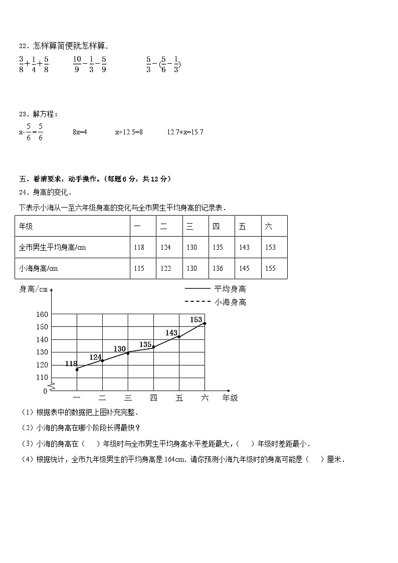 江西省宜春市高安市2022-2023学年数学五年级第二学期期末综合测试模拟试题含答案03