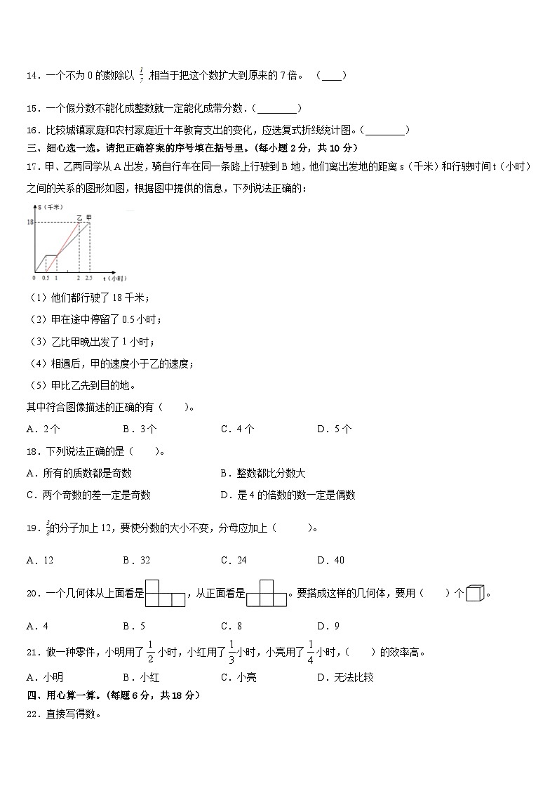 河北省秦皇岛昌黎县靖安镇学区2022-2023学年五下数学期末教学质量检测试题含答案02