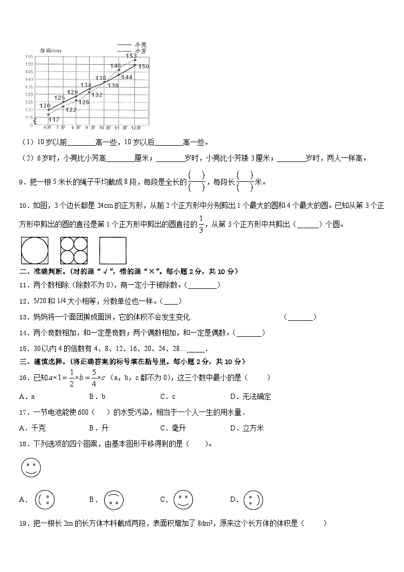 河南省三门峡市义马市2022-2023学年五年级数学第二学期期末综合测试模拟试题含答案第2页